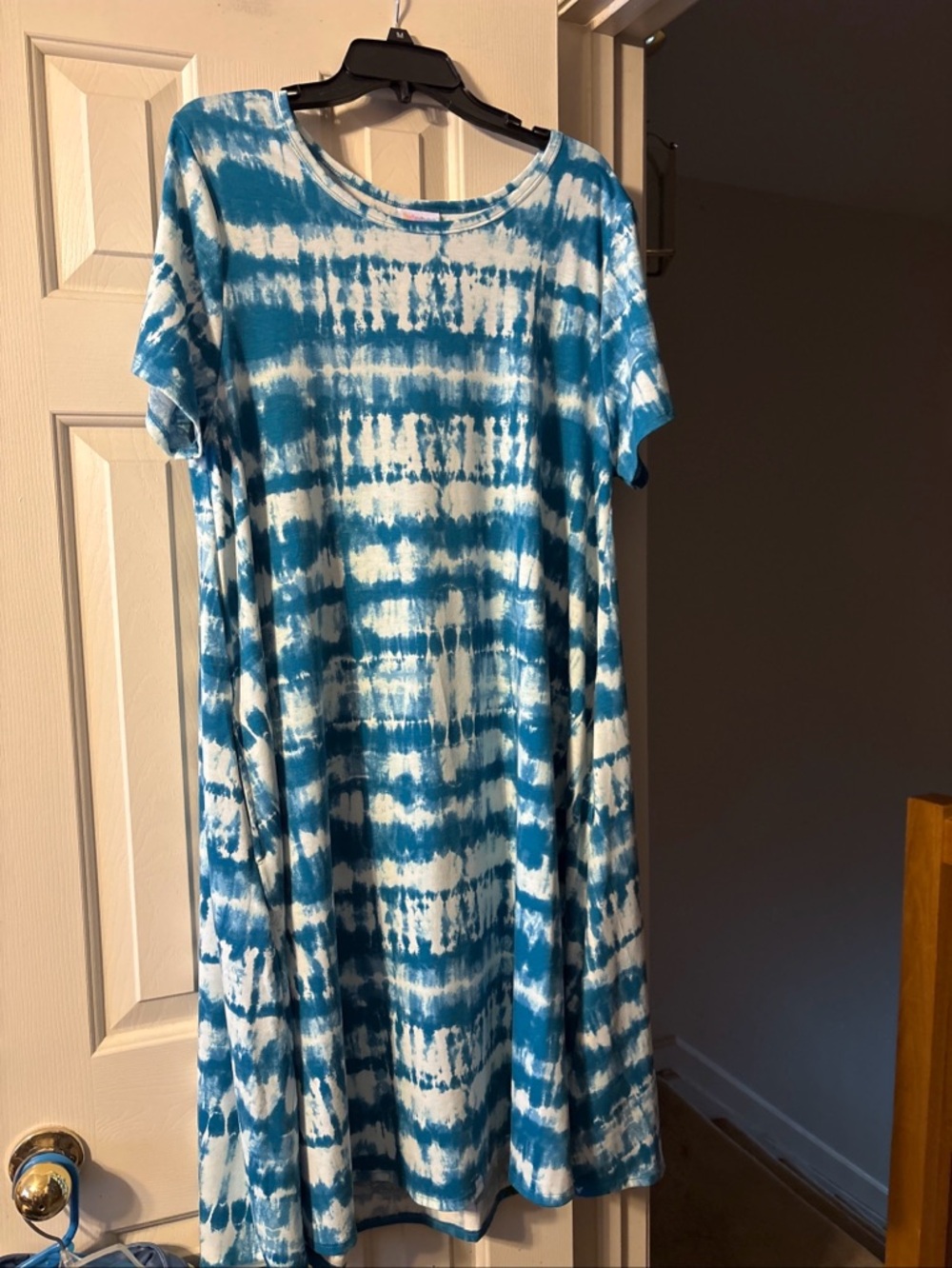 LuLaRoe Teal & White Tie Dye Jessie Dress Size XL